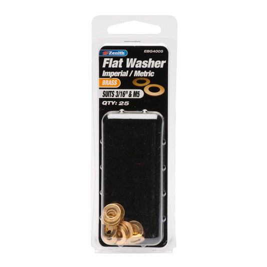 Zenith Flat Washer - 3/16 - Brass - 25 Pack
