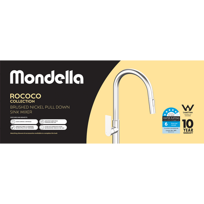 Mondella Brushed Nickel Rococo Pull Down Sink Mixer - 25mm