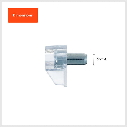 Taskmaster Clear Plastic Shelf Support - 5mm - 20 Pack