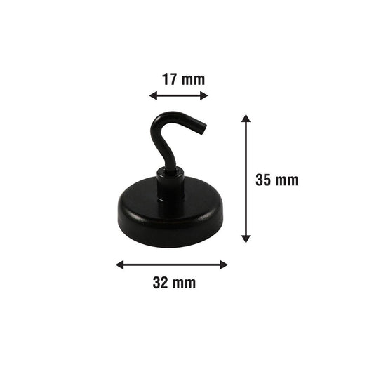 Everhang Magnetic Hook - 35mm - Ferrite - 6.3kg Pull Rating - 4 Pack