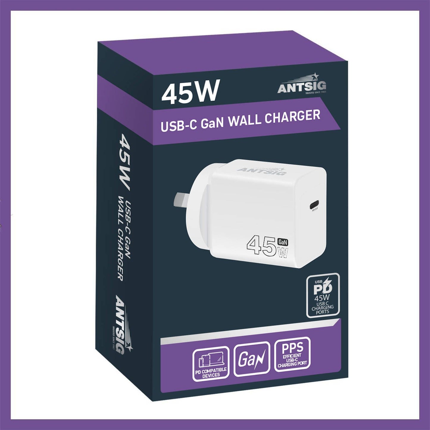 Antsig 45W USB-C GaN Wall Charger - White