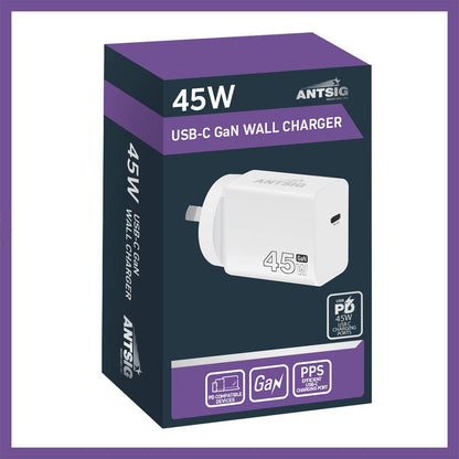 Antsig 45W USB-C GaN Wall Charger - White