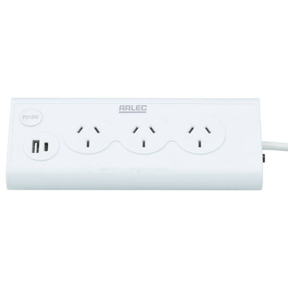 Arlec Triangular Powerboard - 3 Outlet - 70mm - White