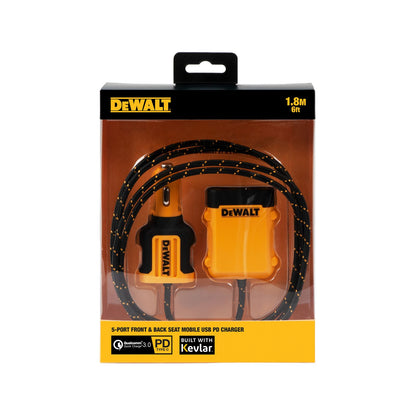 Dewalt 5 Port Mobile USB PD Car Charger - 72W