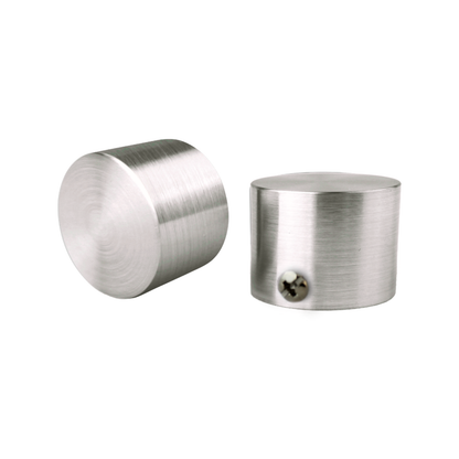 Pillar Brushed Chrome Curtain Rod Finial Cap - 25mm - 2 Pack