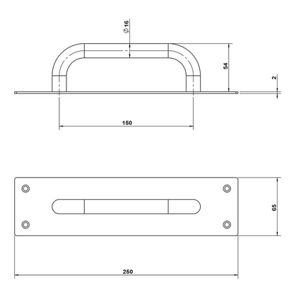 Lemaar D Pull on Plate 250 x 65 x 2mm Black DDA Compliant