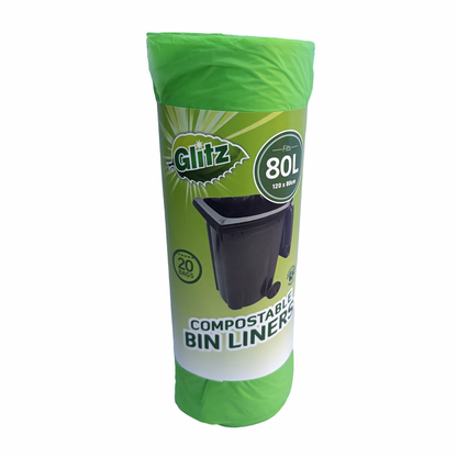 Glitz 80L Compostable Bin Liner - 20 Pack
