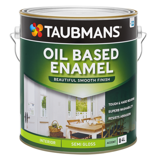 Taubmans Accent Semi Gloss Oil Based Enamel - 4L - White
