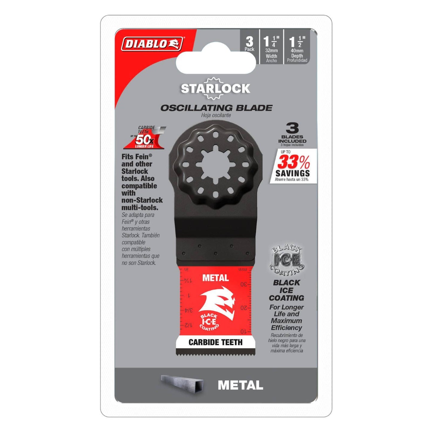 Diablo Starlock Carbide Multi Tool Blades for Metal - 32mm - 3 Pack