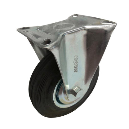 Move It 125mm Black Rubber Fixed Plate Castor 100kg Load Capacity