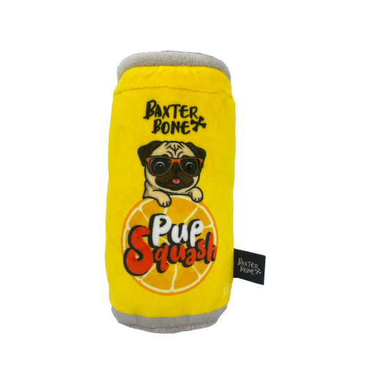Baxter Bone Pup Squash Soda Can Pet Toy