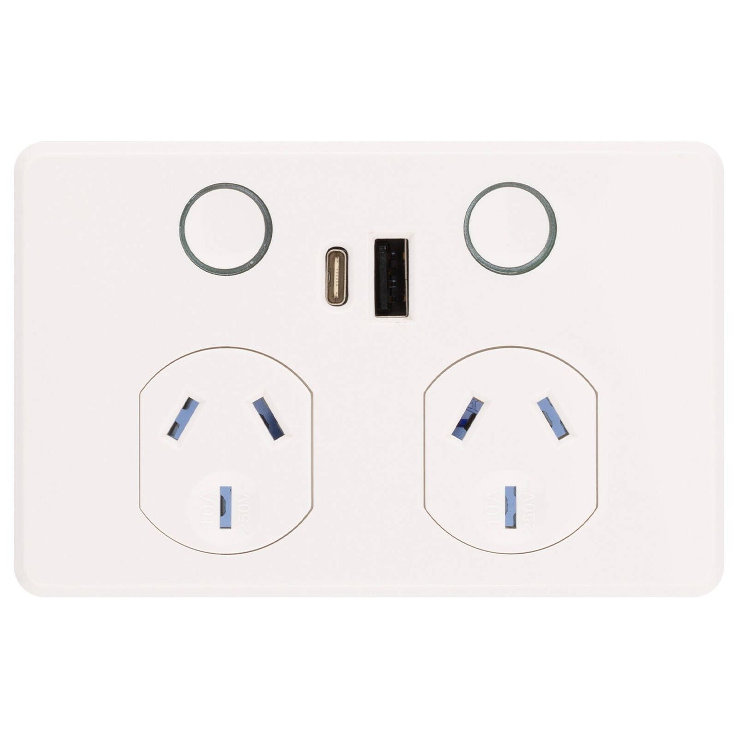 Deta Touch Double Power Point - 50 x 74 x 115mm - Gloss White
