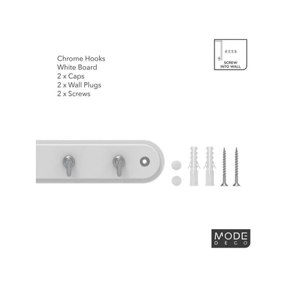 Mode Perma Key Rack - 7 Chrome Hooks - White - Durable - Easy Install