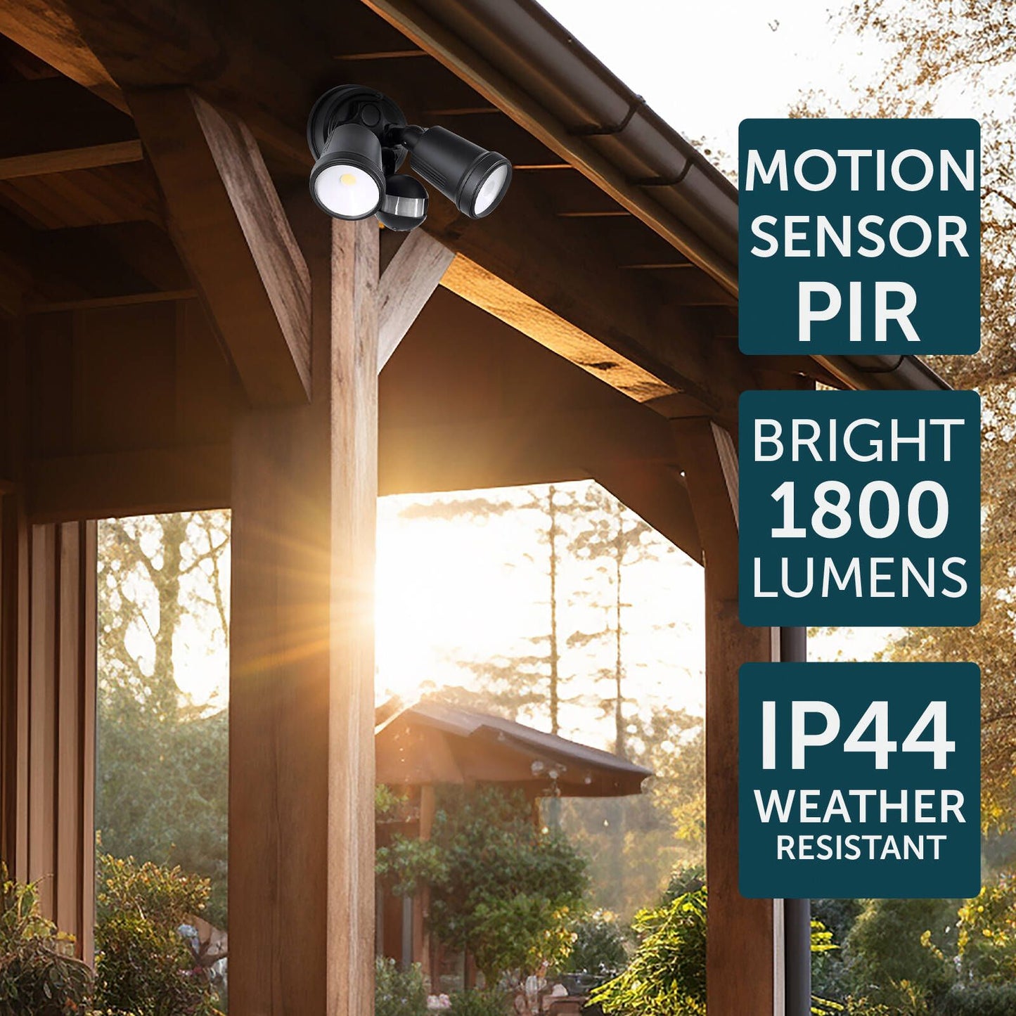 Brilliant Black Raptor III Twin Security Light - 20W - 1800 Lumens