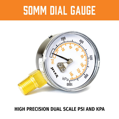 Jflex Dial Pressure Gauge - 50mm - psi/kPa