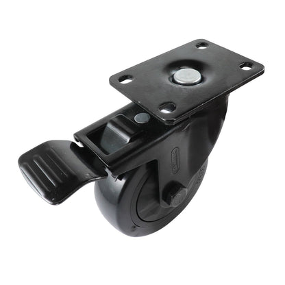 Easyroll Swivel Castor with Brake - 100mm - Black PVC