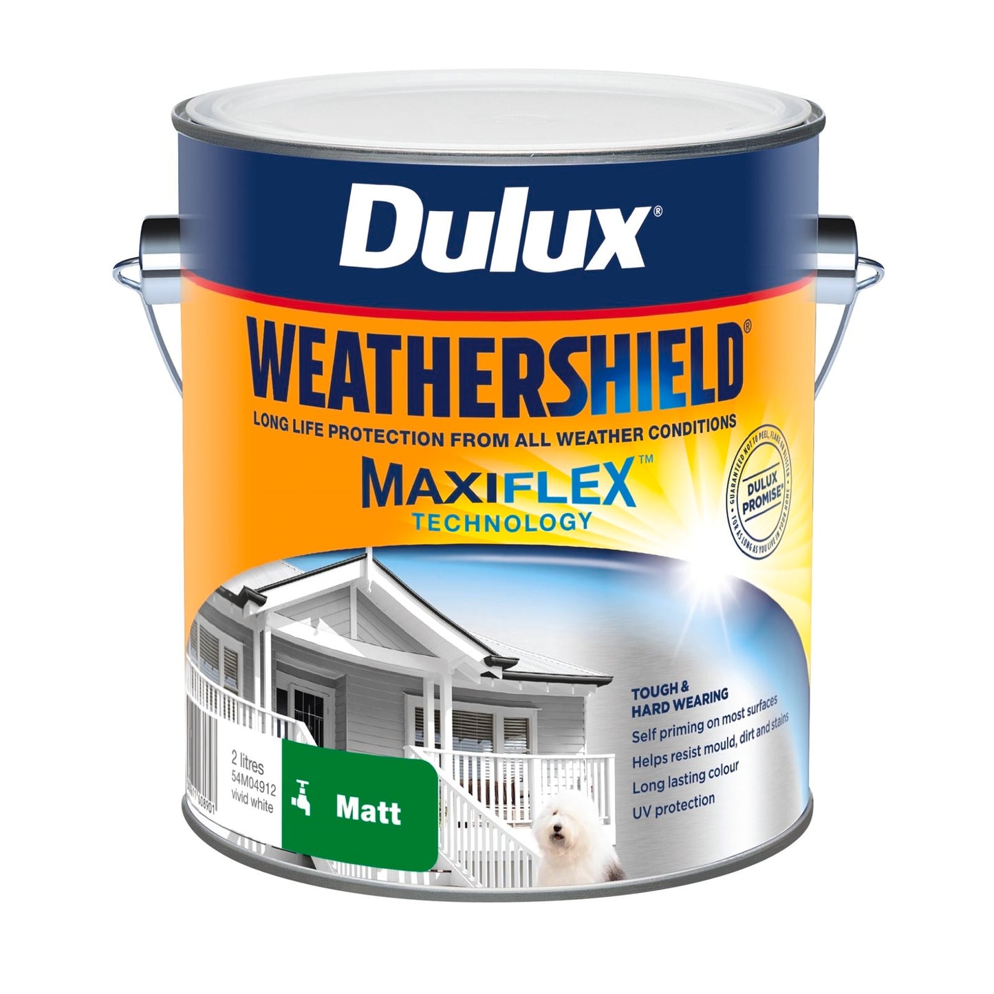 Dulux Weathershield Exterior Paint - 2L - Vivid White Matt