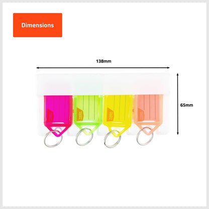 Taskmaster Fluoro Key Tag Organiser - 56 x 29mm - 4 Pack