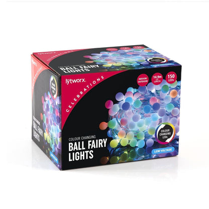 Lytworx Colour Changing LED Ball Fairy Lights 150 Pack 14.9m Indoor Outdoor