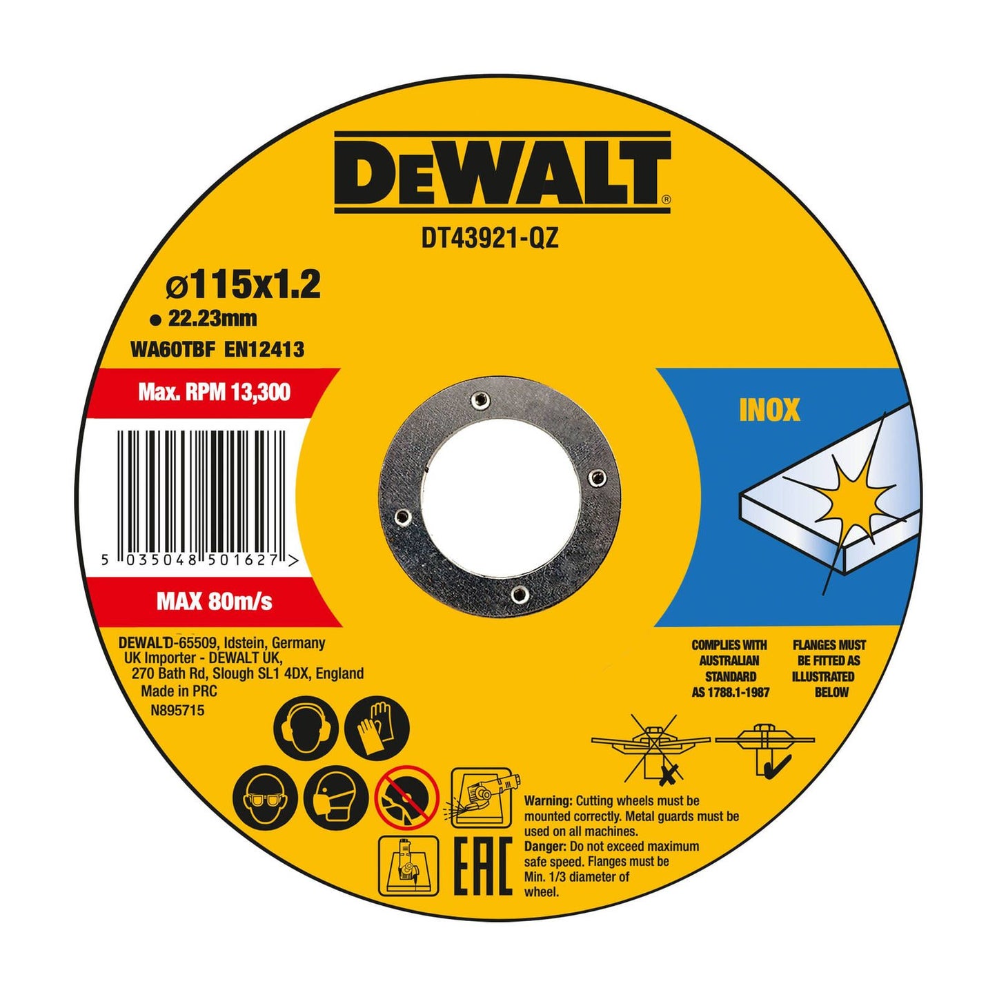 Dewalt High Performance Bonded Thin Cut Metal Cutting Discs - 115mm - 10 Pack