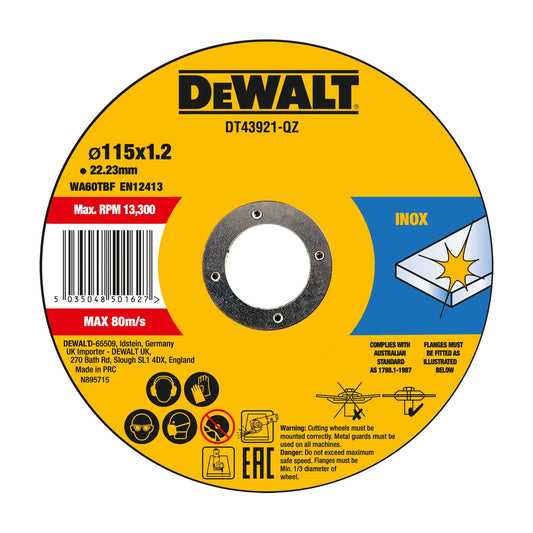 Dewalt High Performance Bonded Thin Cut Metal Cutting Discs - 115mm - 10 Pack