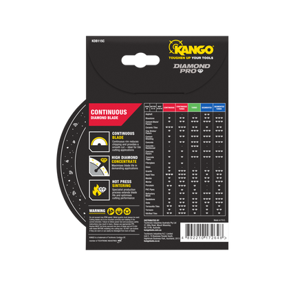 Kango Diamond Saw Blade - 115mm - Continuous Rim - Smooth Cut