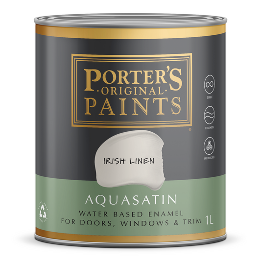 Porter's Aquasatin Enamel Paint - 1L - Irish Linen