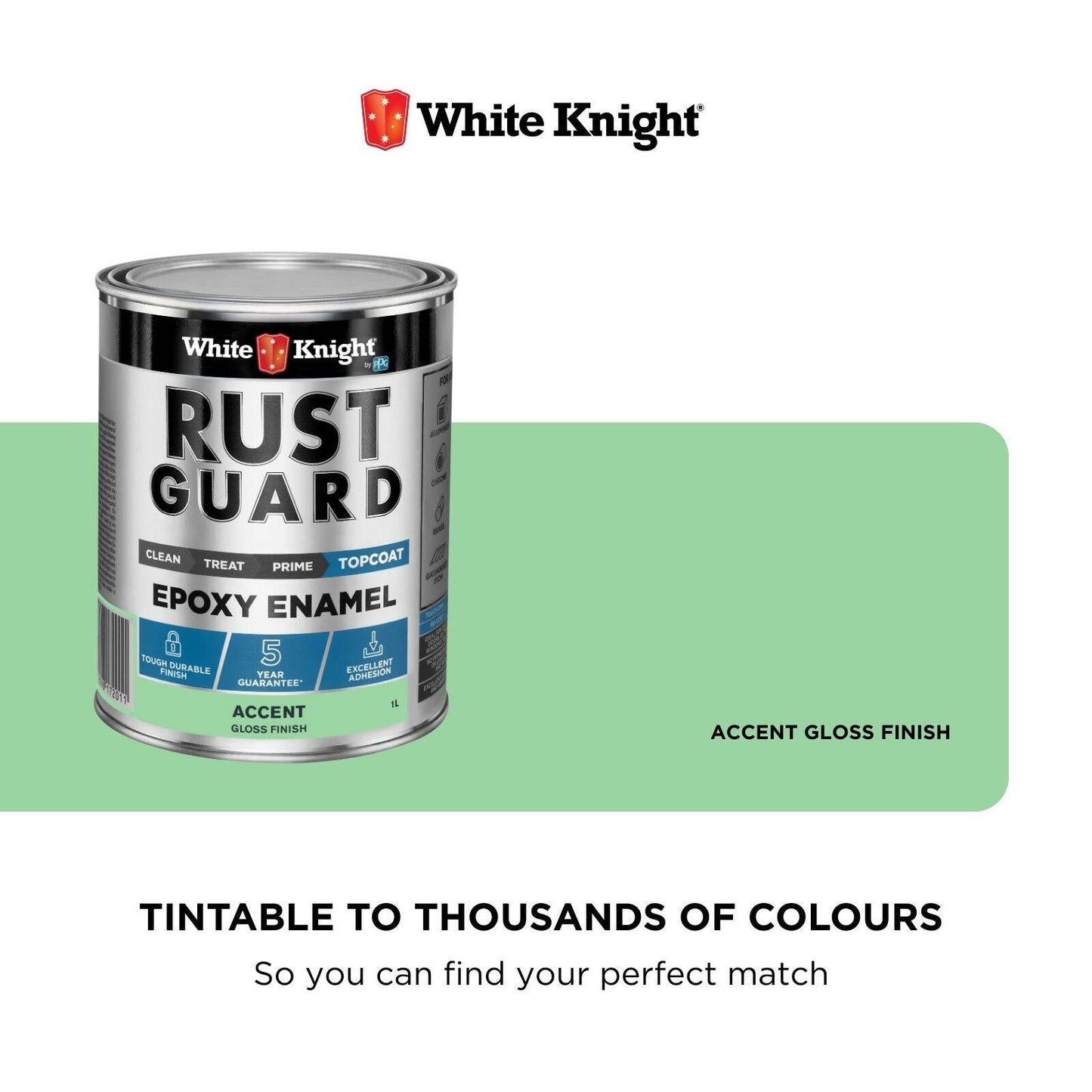 White Knight Rust Guard Accent Gloss Epoxy Enamel Paint - 1L