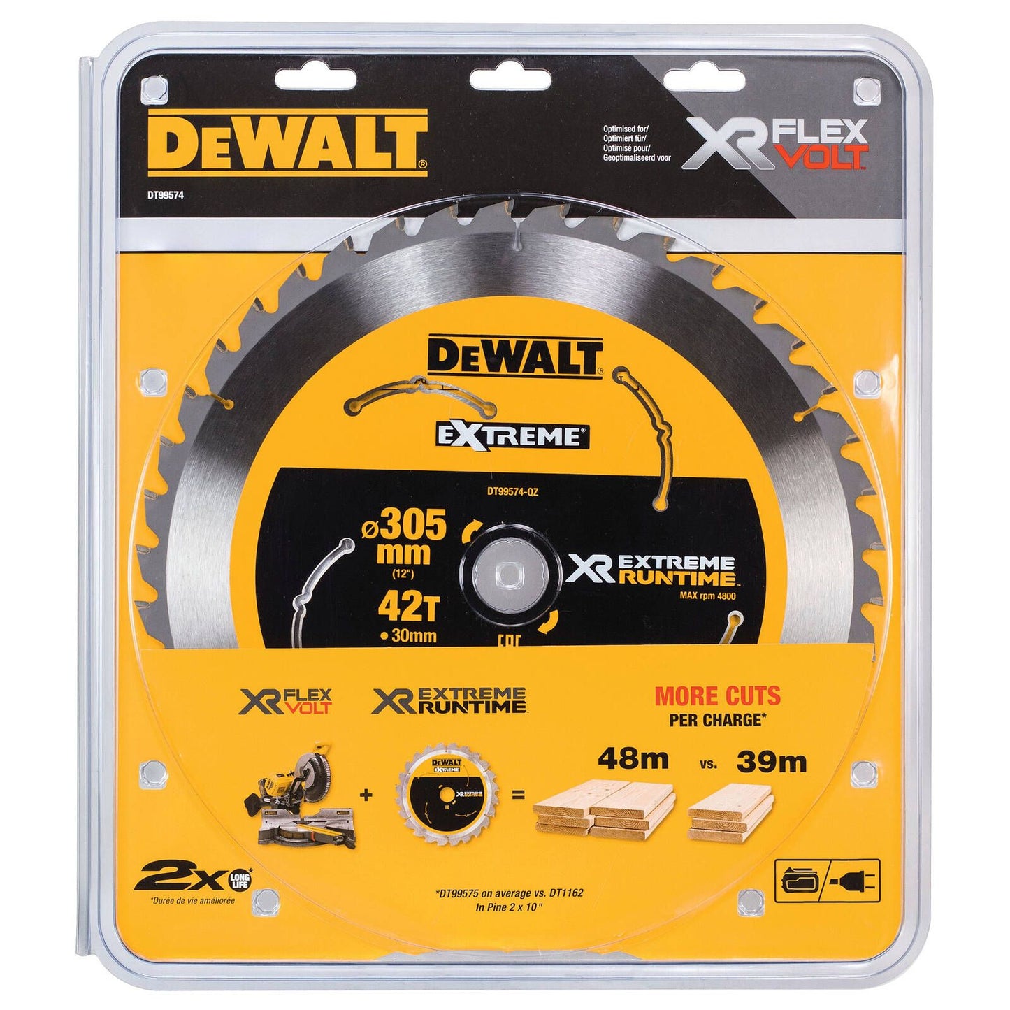 Dewalt XR Circular Saw Blade 305mm 42T - C3 Carbide - Extreme Runtime
