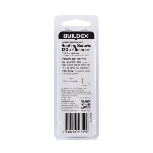 Buildex Cladding Screws - 12g x 45mm - 10 Pack