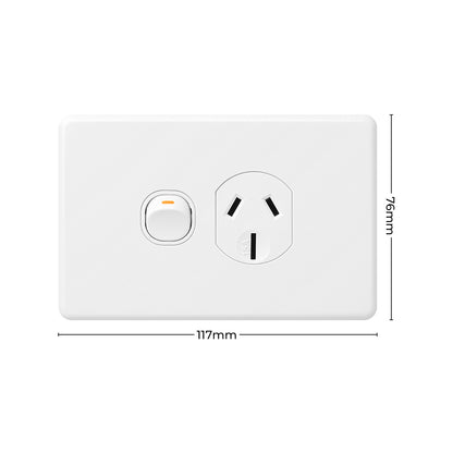 Deta X6 White 15 Amp Single Power Point
