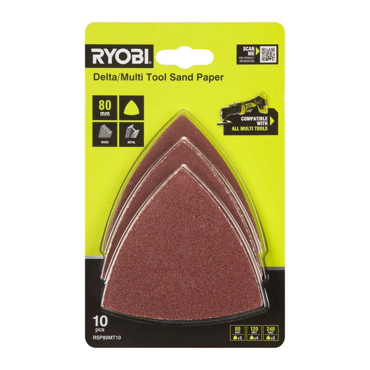 Ryobi 10 Piece 80mm Delta Multi Tool Sanding Set