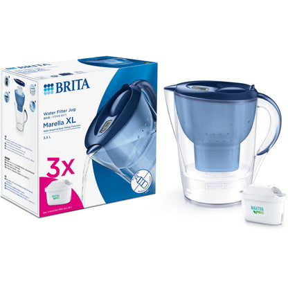 Brita Water Filter Jug Marella XL - 3.5L - 3 Maxtra Pro Filters - Blue