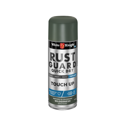 White Knight Rust Guard Quick Dry Touch Up Spray Paint - Wilderness Satin Finish 300g