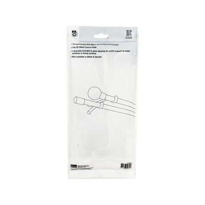 Windoware White Double Curtain Rod Bracket - 25-28mm - 3 Pack