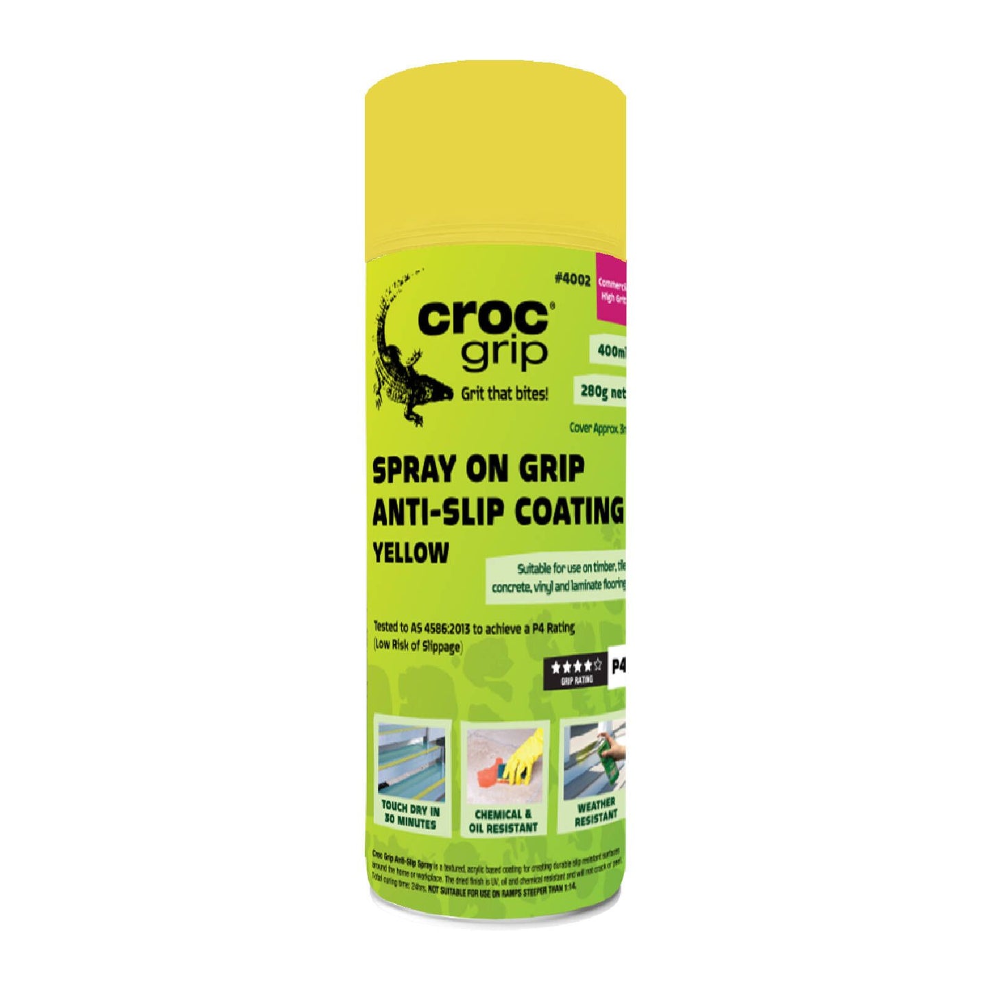 Croc Grip Spray on Anti Slip Coating - 400ml - Yellow