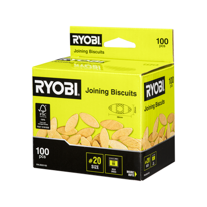 Ryobi Wood Joining Biscuits - No.20 - 56 x 1 x 23mm - 100 Pack