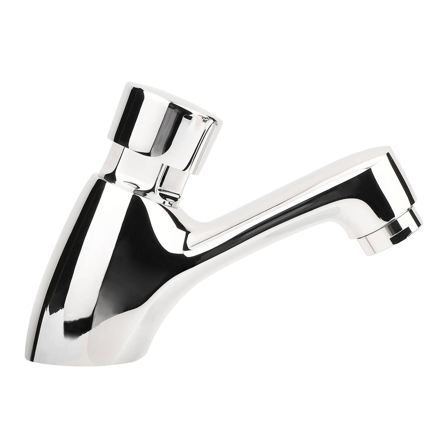 Shaw Mason Chrome Timed Push Button Basin Pillar Tap - 165 x 155mm