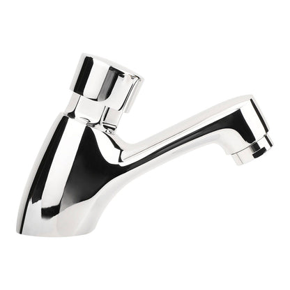 Shaw Mason Chrome Timed Push Button Basin Pillar Tap - 165 x 155mm