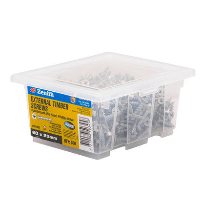 Zenith Timber Screws - 8g x 25mm - Galvanised - 500 Pack