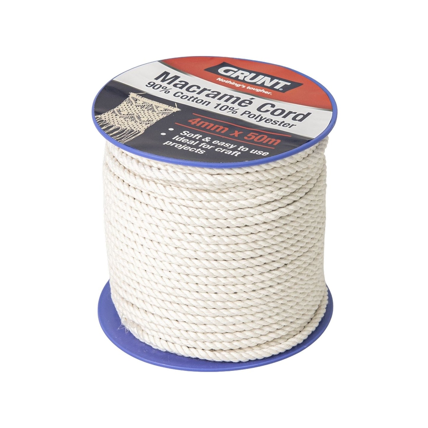 Grunt Macrame Cotton Cord - 4mm x 50m - White