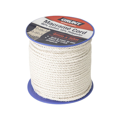 Grunt Macrame Cotton Cord - 4mm x 50m - White