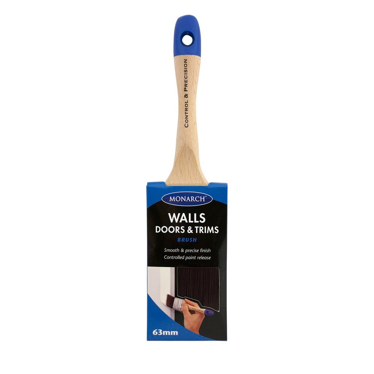 Monarch Walls Doors and Trims Paint Brush - 63mm - Synthetic Filament - Ergonomic Handle