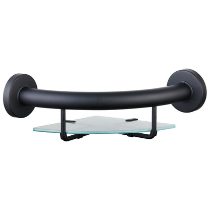 Evekare Black Corner Shelf with Grab Rail - 250mm x 250mm - 110kg Capacity