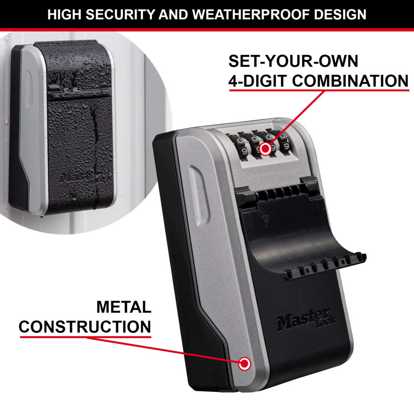 Master Lock Wall Mount Key Safe - 10 Keys - 76 x 136mm