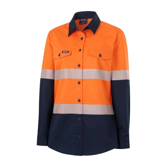 Citeco Womens Long Sleeve Shirt - Size 10 - Orange Navy