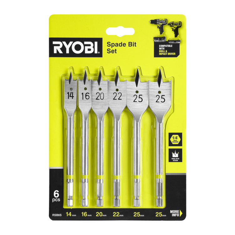Ryobi 6 Piece Spade Bit Set