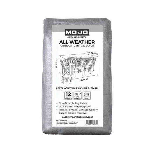 Mojo All Weather Small Rectangle Table & Chairs Cover - 1800 x 750 x 1400mm