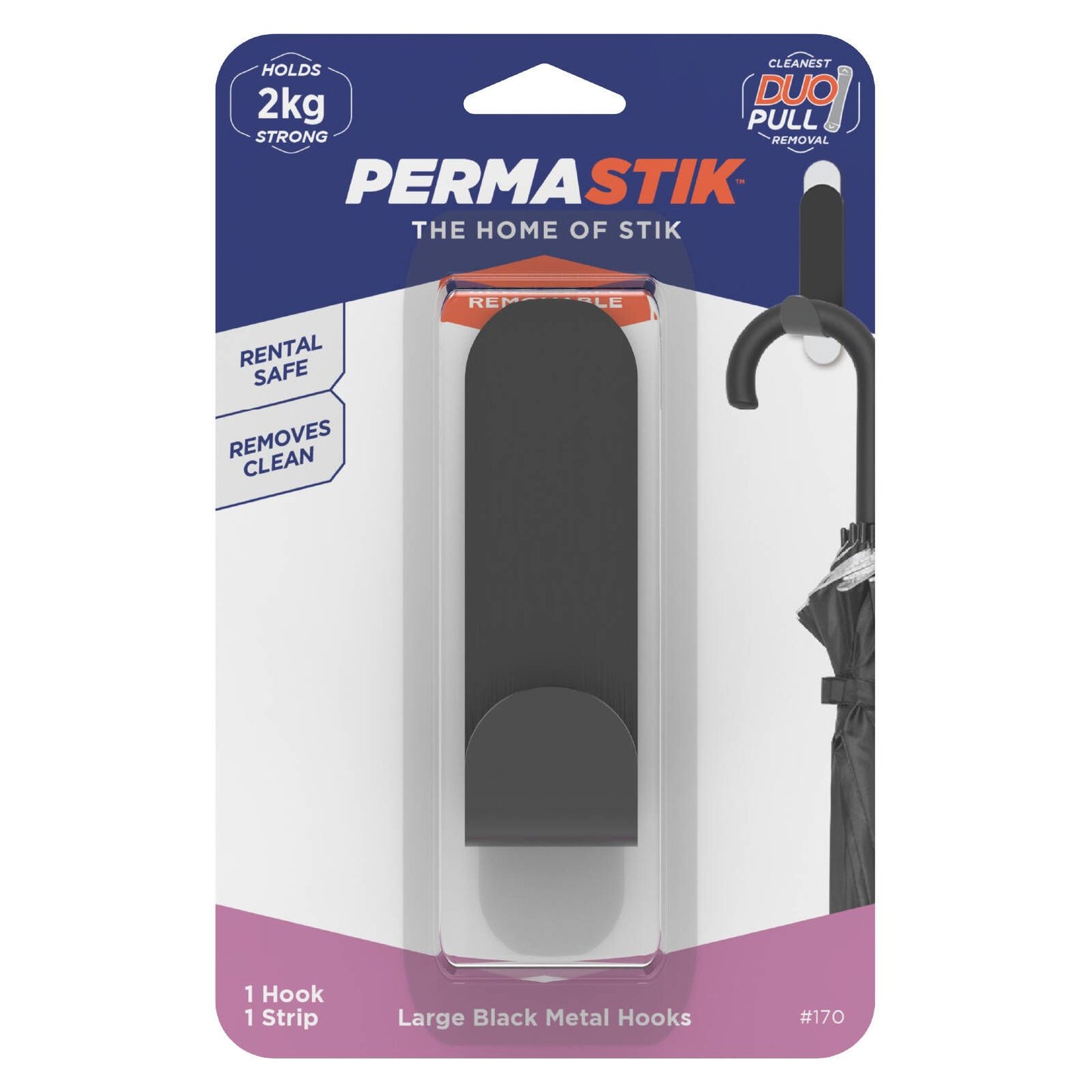 Permastik Large Black Metal Hook