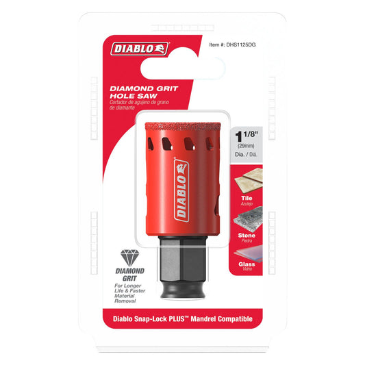 Diablo Diamond Grit Hole Saw 1 1/8" - Efficient Drilling for Tile, Glass
